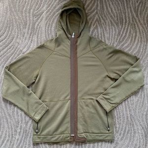 Nau olive and brown merino wool hoodie XL